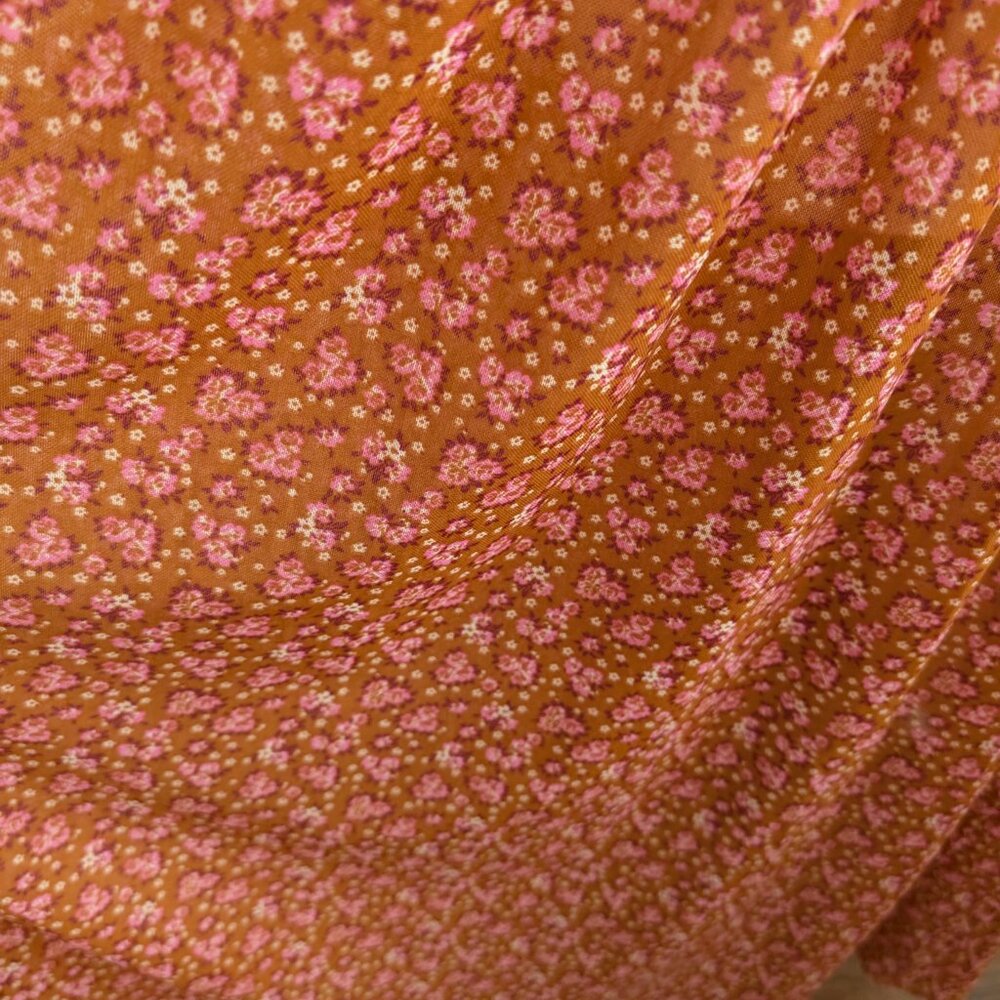 Free People Hello and Goodbye Midi Dress Floral Orange/Brown Est. Medium Boho - Picture 8 of 11